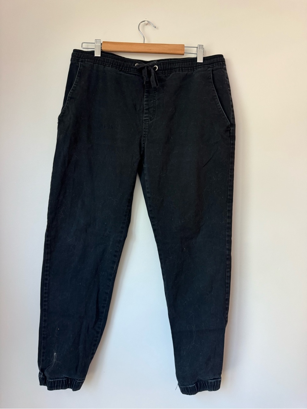 West 49 Black Denim Twill Jogger Pants Drawstring Waist Size XL